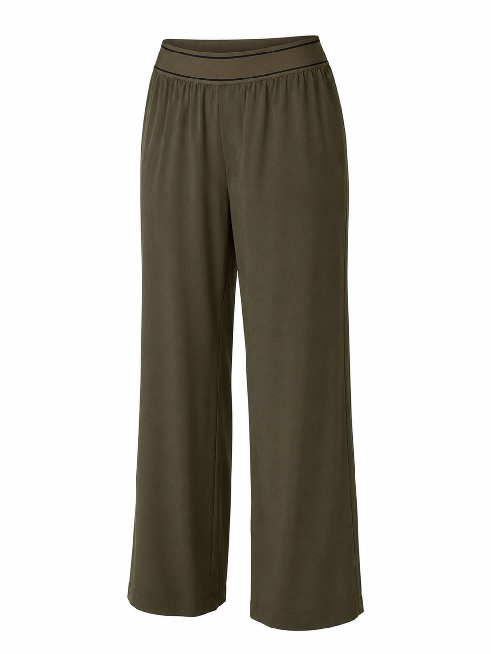 Sanctuary Remy Pull On Wide Leg Trousers Olive Green Pants Medium